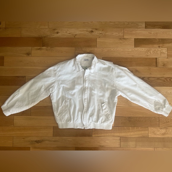 Cascade Blues Vintage White Bomber Style Jacket Size Large - Picture 1 of 12